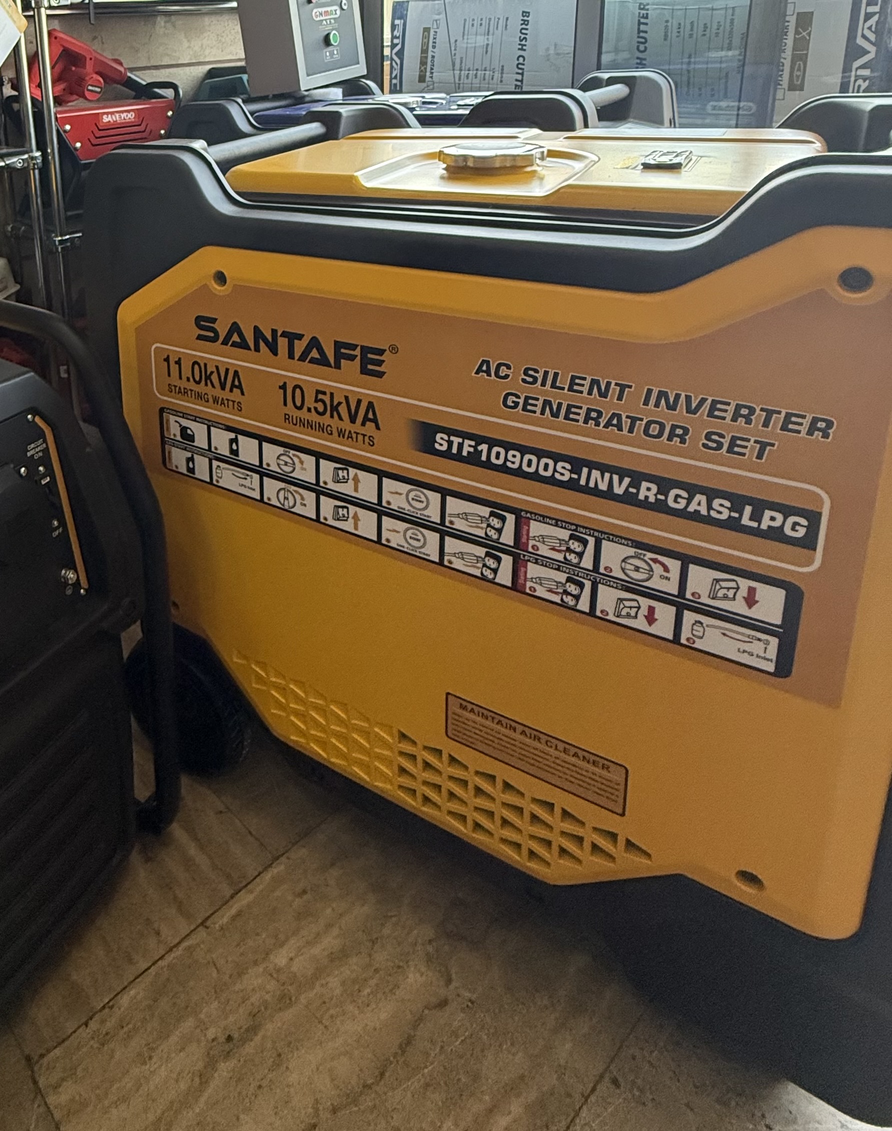 موتور برق 11 کیلو وات , سانتافه / SantaFE ,مدل STF10900-INV-R-GAS-LPG , دوگانه سوز گاز و بنزین , سایلنت
