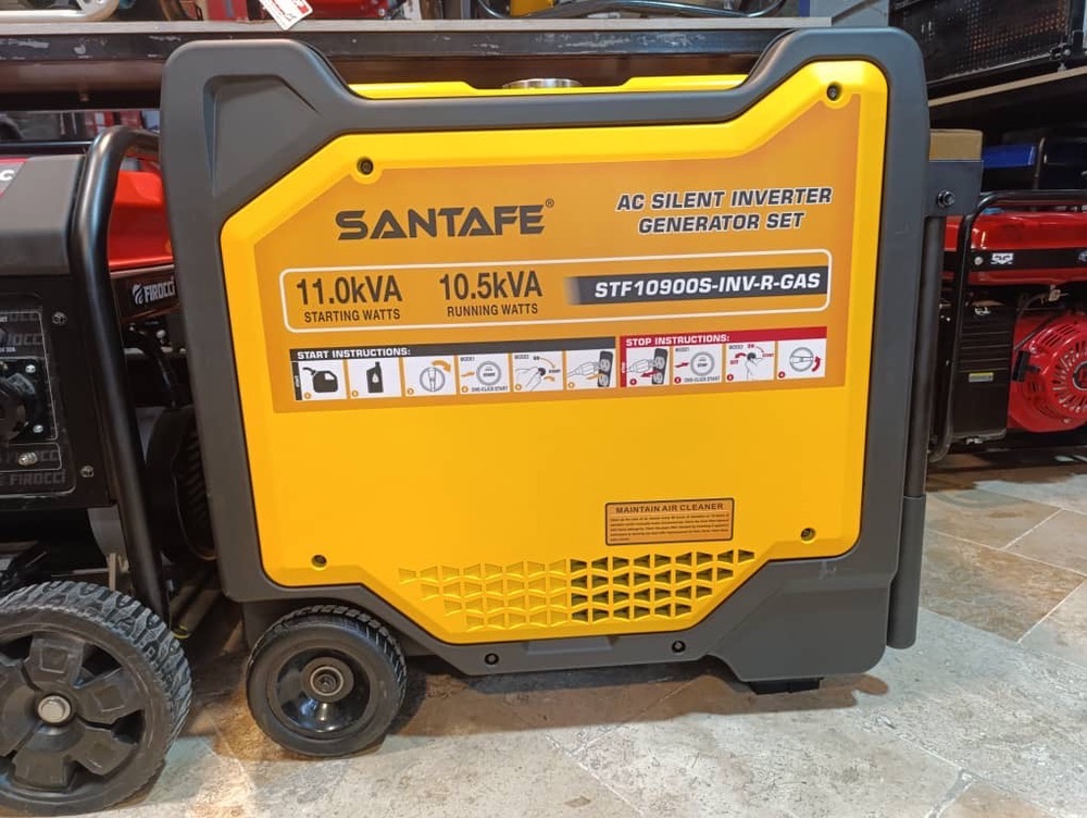 موتور برق 11 کیلو وات , سانتافه / SantaFE ,مدل STF10900-INV-R-GAS , تکسوز بنزین , سایلنت , اینورتر