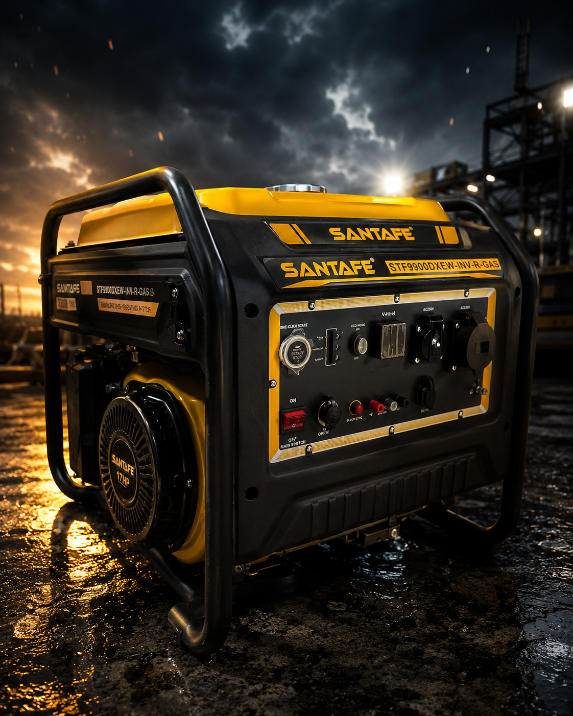 موتور برق 9 کیلو وات ,برند سانتافه / SantaFE ,مدل STF9900DXEW-INV-R-GAS , تکسوز بنزین , اینورتر