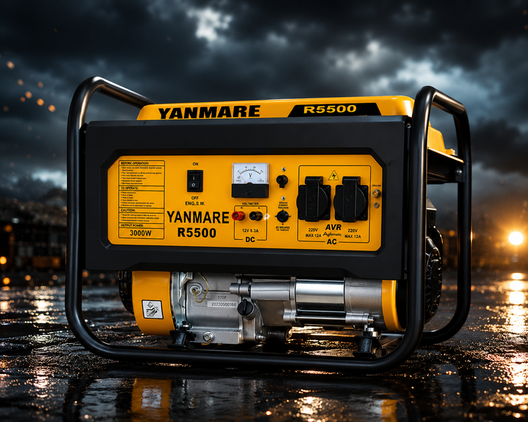 موتور برق 3 کیلو وات برند یانمار / Yanmare مدل R5500 بنزینی,استارت هندلی