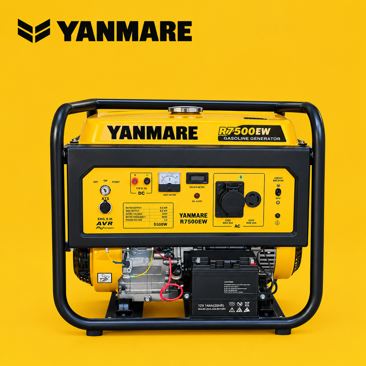 موتور برق 5.5 کیلو وات برند یانمارYanmare مدل  R7500EW بنزینی,استارتی و هندلی