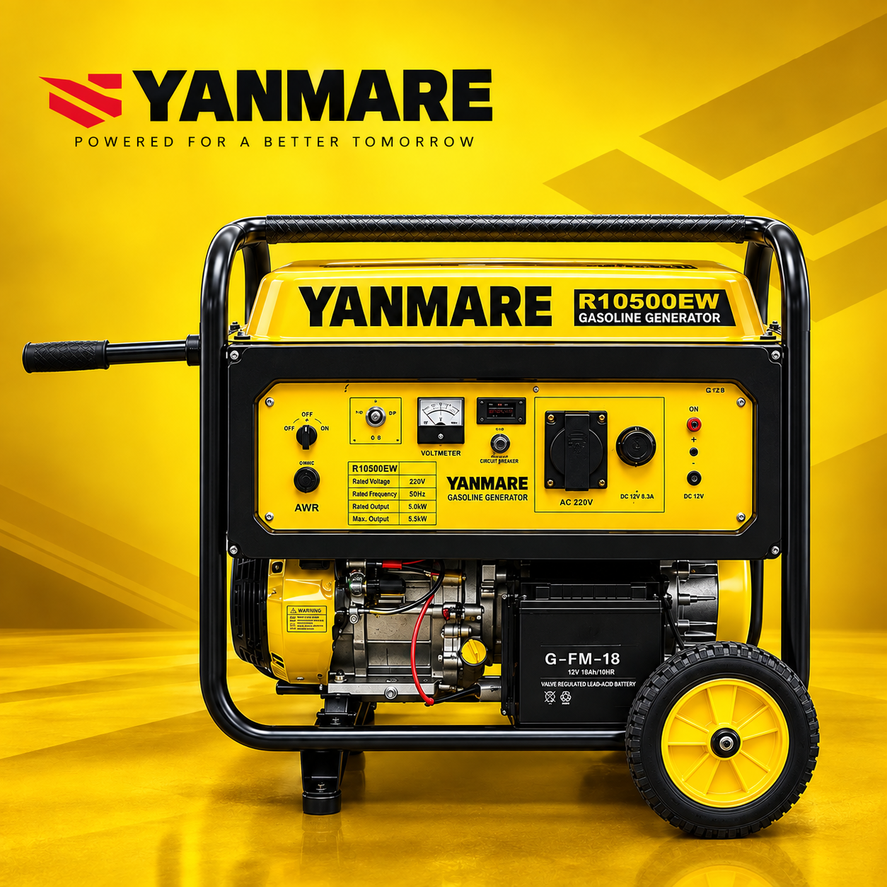 موتور برق 7.5 کیلو وات برند یانمارYanmare مدل  R10500EW بنزینی,استارتی و هندلی