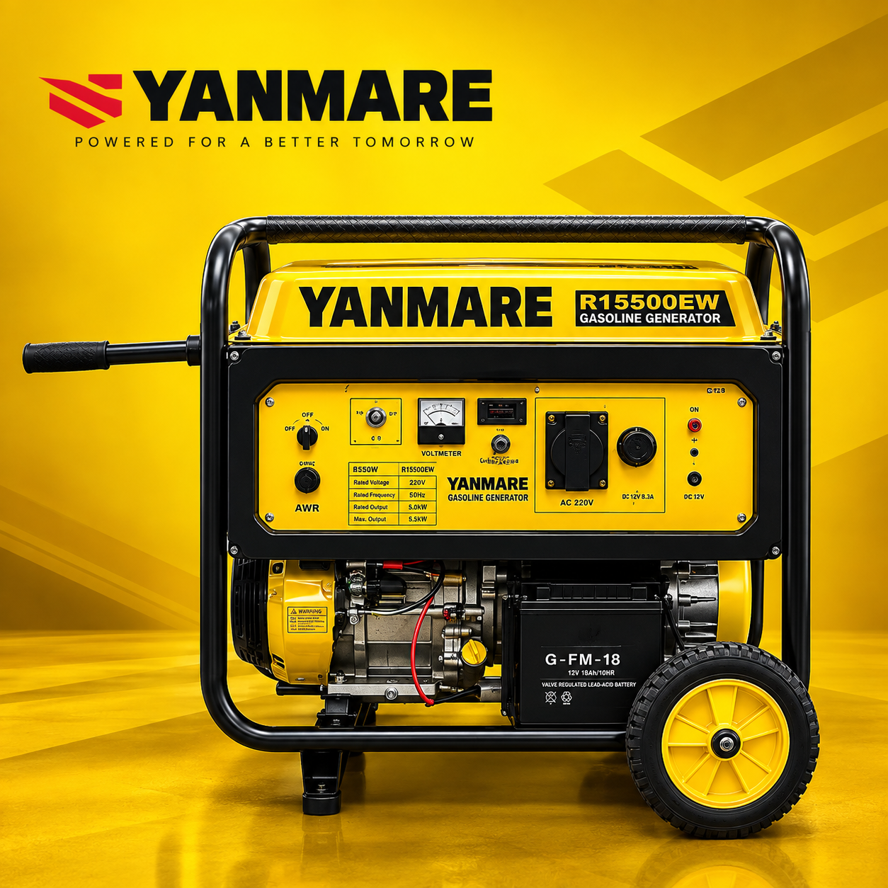 موتور برق 8.5 کیلو وات برند یانمارYanmare مدل  R15500EW بنزینی,استارتی و هندلی